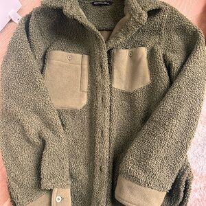 Olive Green Sherpa Jacket